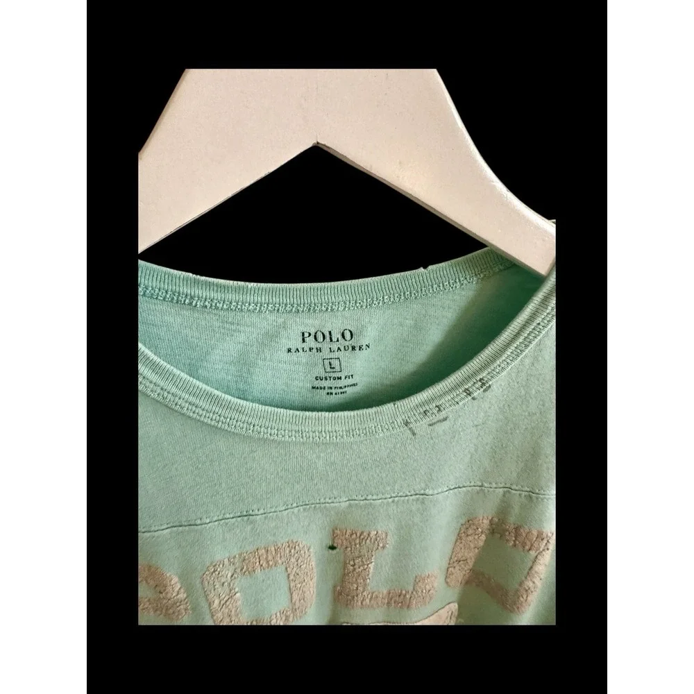 Vintage Ralph Lauren Polo Rugby Tshirt Sz Large Number‎ Varsity RLYC Distressed